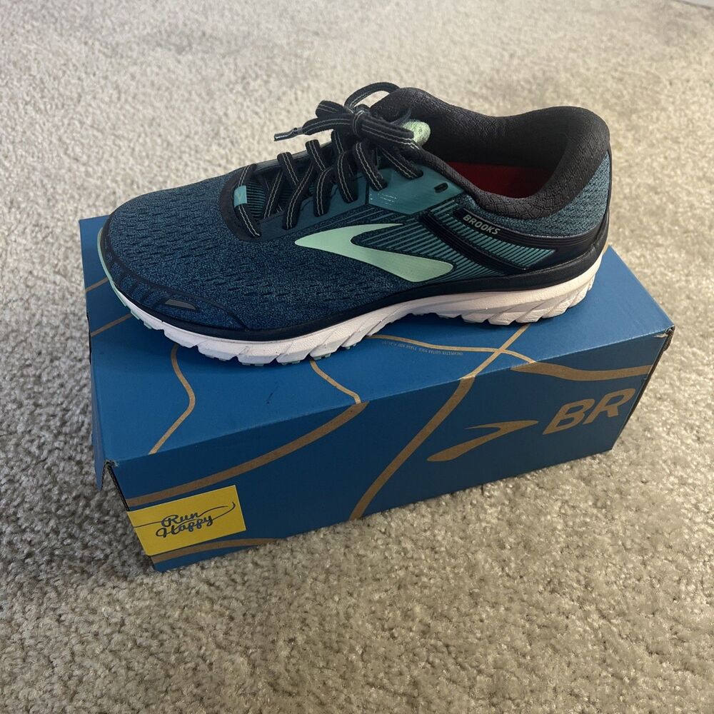 Brooks Adrenaline GTS 18 Women's Run/Walk Shoes Size 7.5 B NIB Blue/White/Aqua